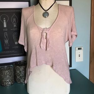 Urban Outfitters blush pink tie front crop ballet yoga sweater size M